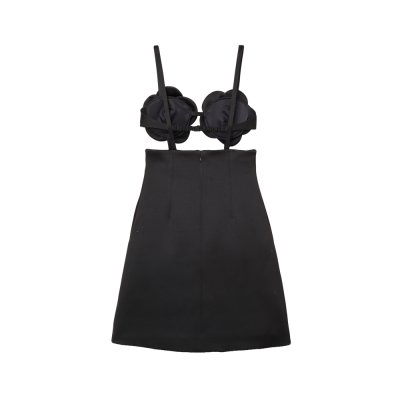 THE SATIN DAISY APPLIQUE DRESS